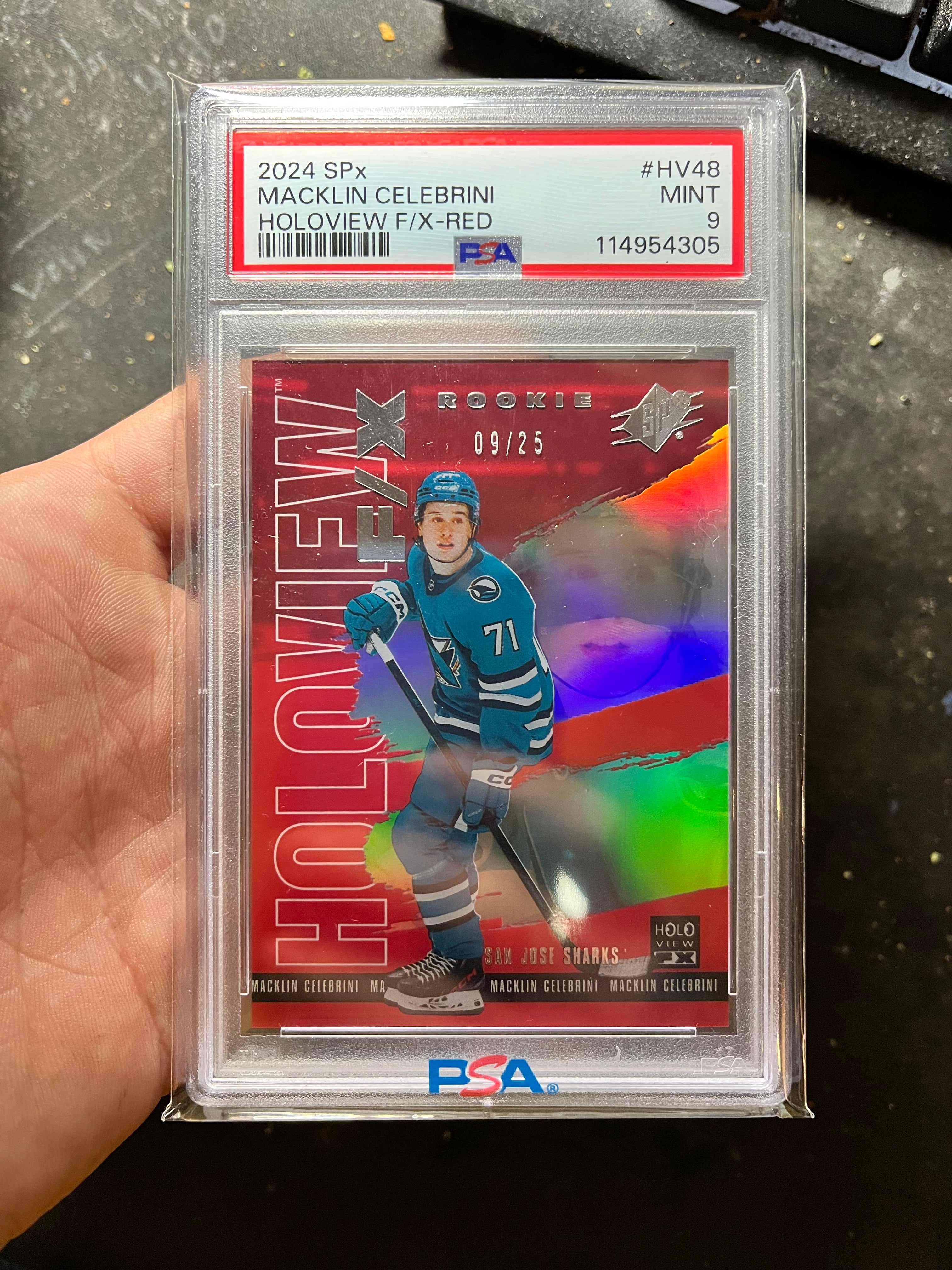 2024-25 Spx - PSA 9 - Holoview F/X Macklin Celebrini #HV-48 Red 09/25 RC