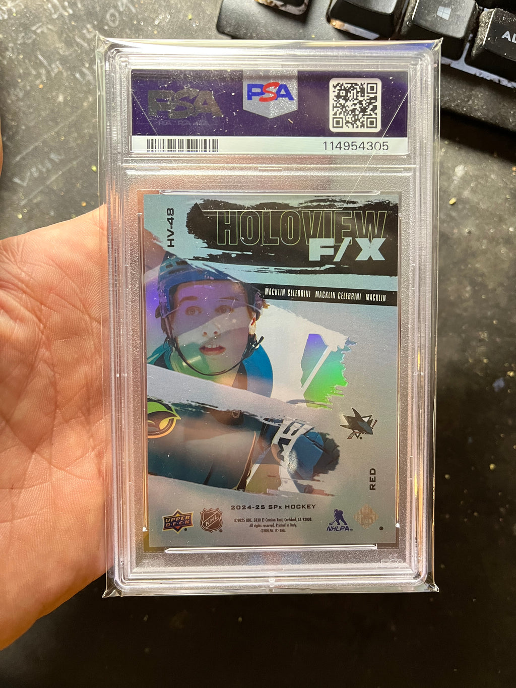 2024-25 Spx - PSA 9 - Holoview F/X Macklin Celebrini #HV-48 Red 09/25 RC